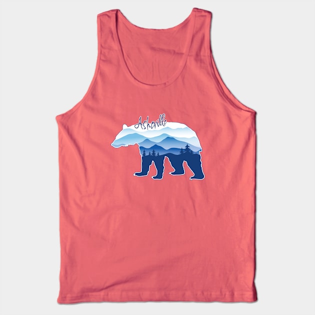 Asheville Blue Ridge Mountains - Black Bear - BlueBG 26 Tank Top by AVL Merch